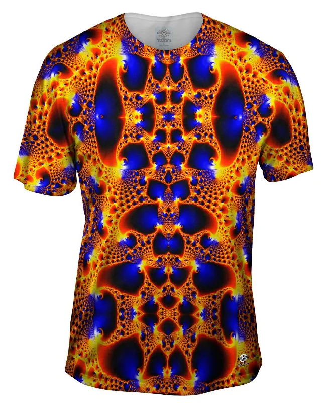 Casual Crew T-Shirt-Golden Navy Fractal