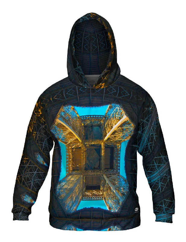 Comfortable Zip Hoodie-From Below Eiffel Tower Architecture