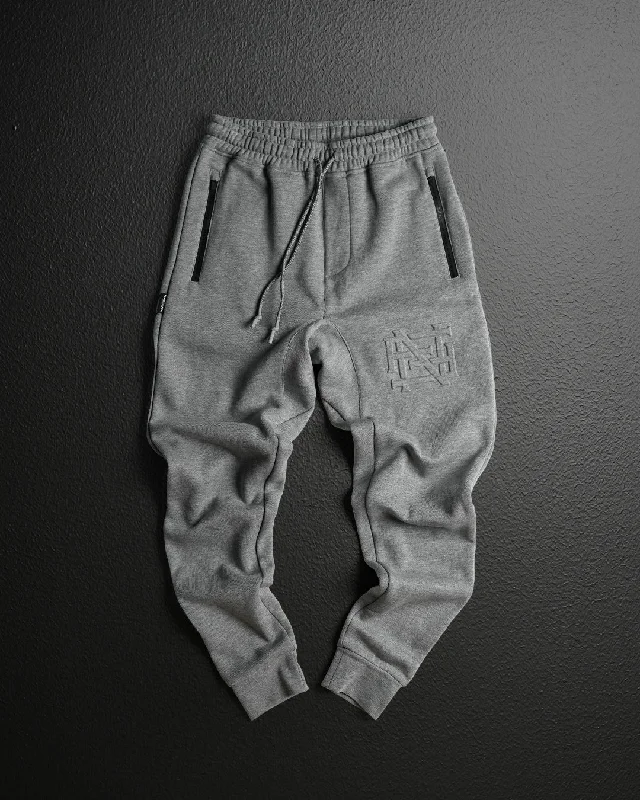 Vintage Pants-EMBOSSED FITTED JOGGERS-GREY