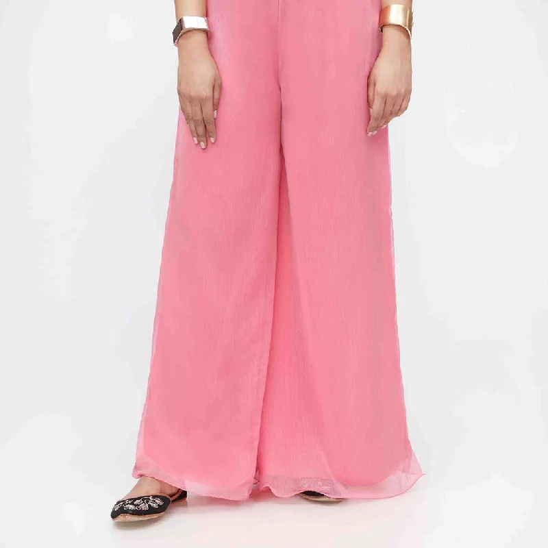 Custom Jogger Pants-Pink Dyed Chiffon Plazo PW3621