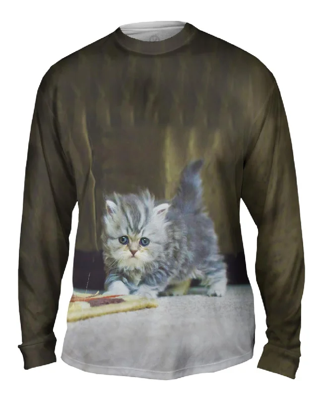 V-Neck Long Sleeve-Small And Fuzzy Kitten