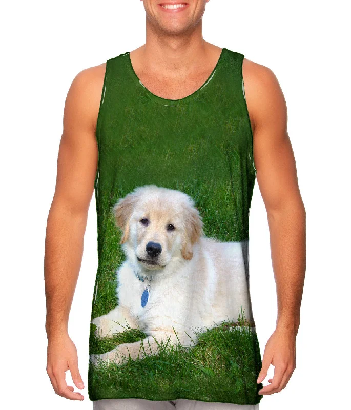 Custom Tank Top-Golden Lab Lays About