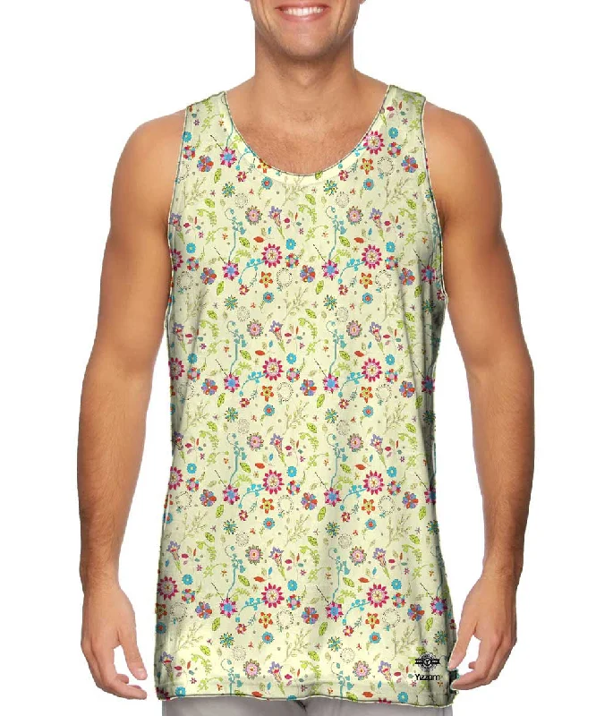 Oversized Tank Top-Flowery Day Pattern