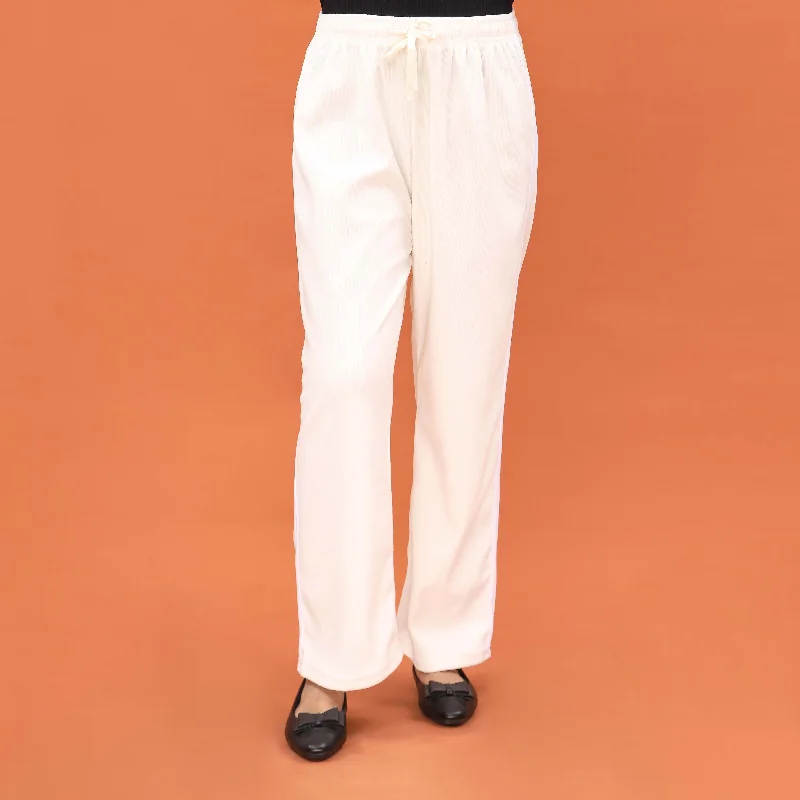 Wide-Leg Pants-White Western Pant PL4014