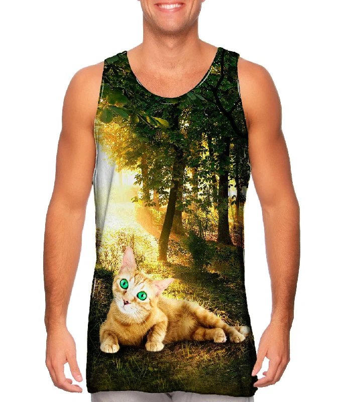 High-Cut Tank Top-Forest Cool Cat