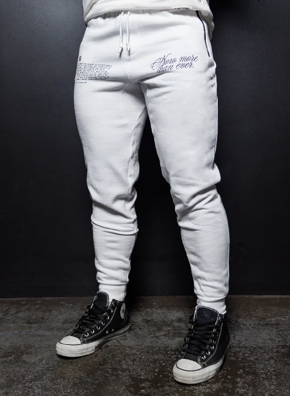 Casual Fit Pants-MORE THAN EVER FITTED JOGGERS - WHITE