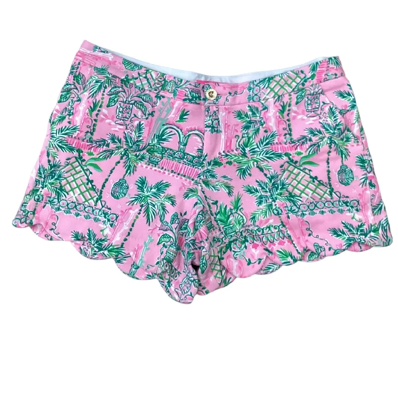 Sporty Athletic Shorts-Shorts Designer By Lilly Pulitzer In Pink & White, Size: 16