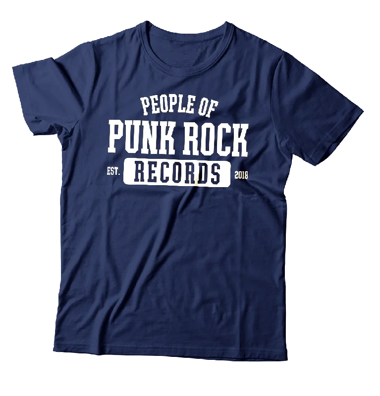 Sportswear T-Shirt-POPR Records - "College Logo" (Navy) (T-Shirt)