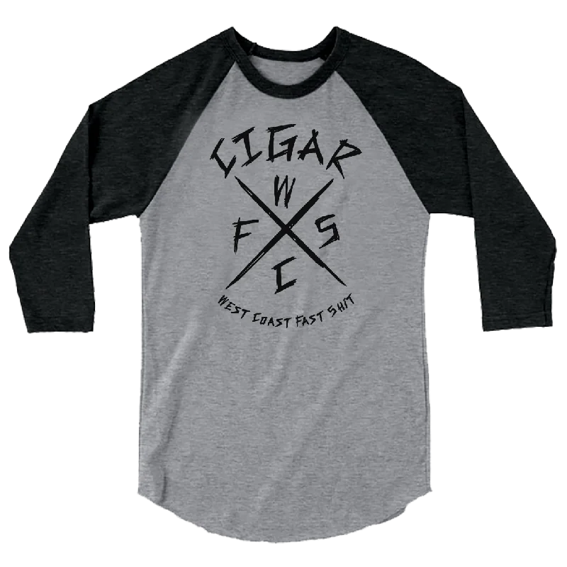 Cotton T-Shirt-CIGAR - "West Coast Fast Shit" (Sport Grey/Black) (Raglan T-Shirt)