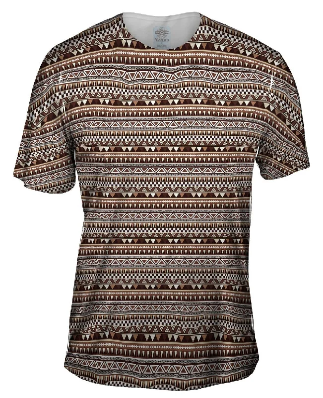 Fashion T-Shirt-Tribal Brown Aztec Warrior