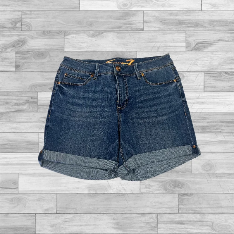 Zip Pocket Shorts-Shorts By Seven 7 In Blue Denim, Size: 8