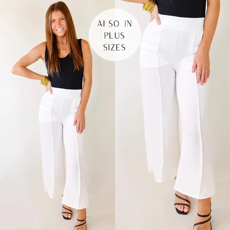 Comfortable Pants-Do A Double Take Front Pleated Pants in Ivory