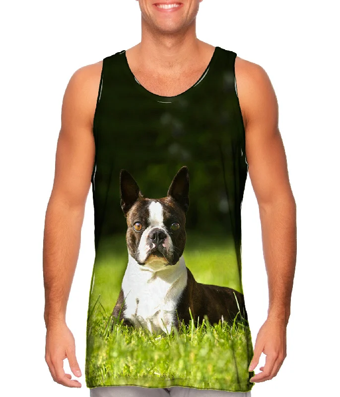 Wide Strap Tank Top-Giddy Boston Terrier