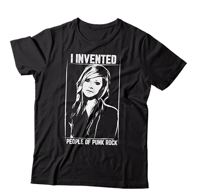 Lightweight Cotton T-Shirt-POPR Records - "I Invented POPR / Avril Lavigne" (Black) (T-Shirt)