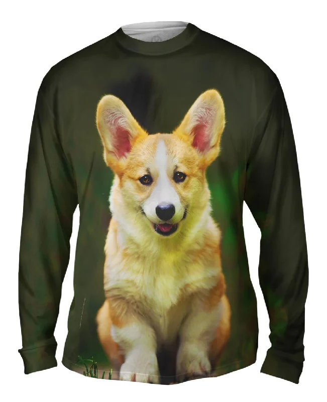 Casual Button-Up Long Sleeve-Pembroke Welsh Corgi Dog