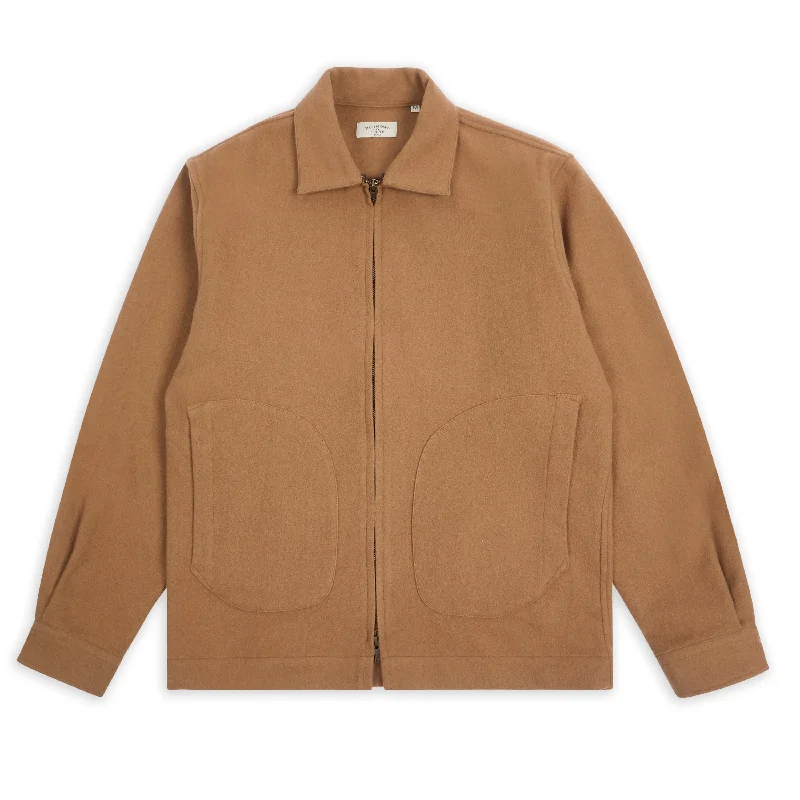 Adjustable Hood Jacket-Cashmere & Wool James Jacket - Camel