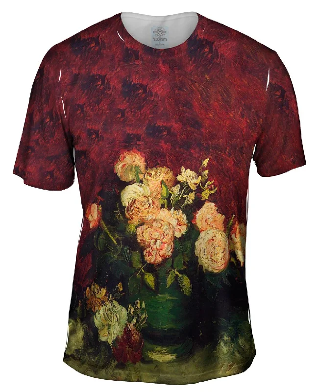 Lightweight Cotton T-Shirt-Van Gogh -"Bowl with Roses" (1886)