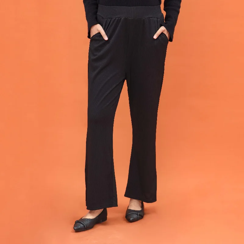 Bootcut Pants-Black Western Pant PL4012