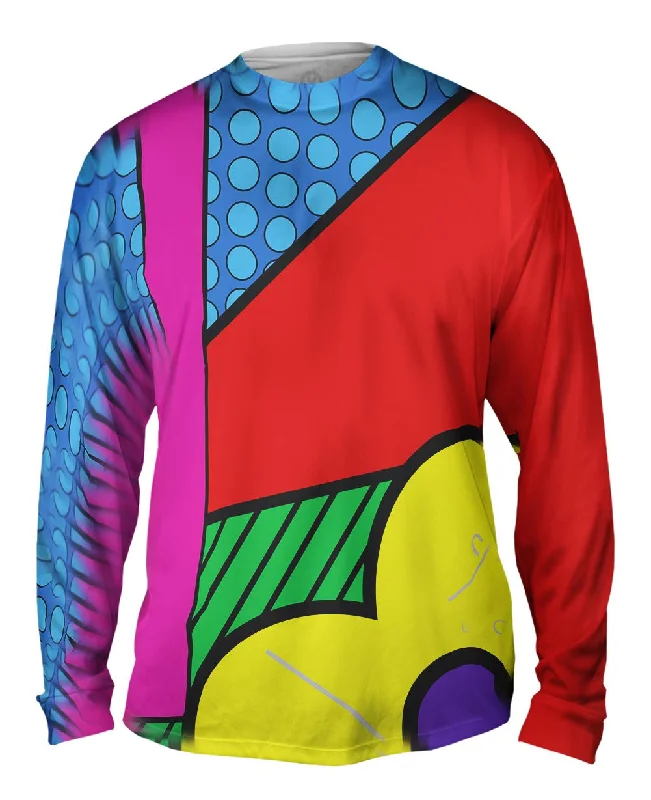 Printed Long Sleeve-Circles on Blue and Red