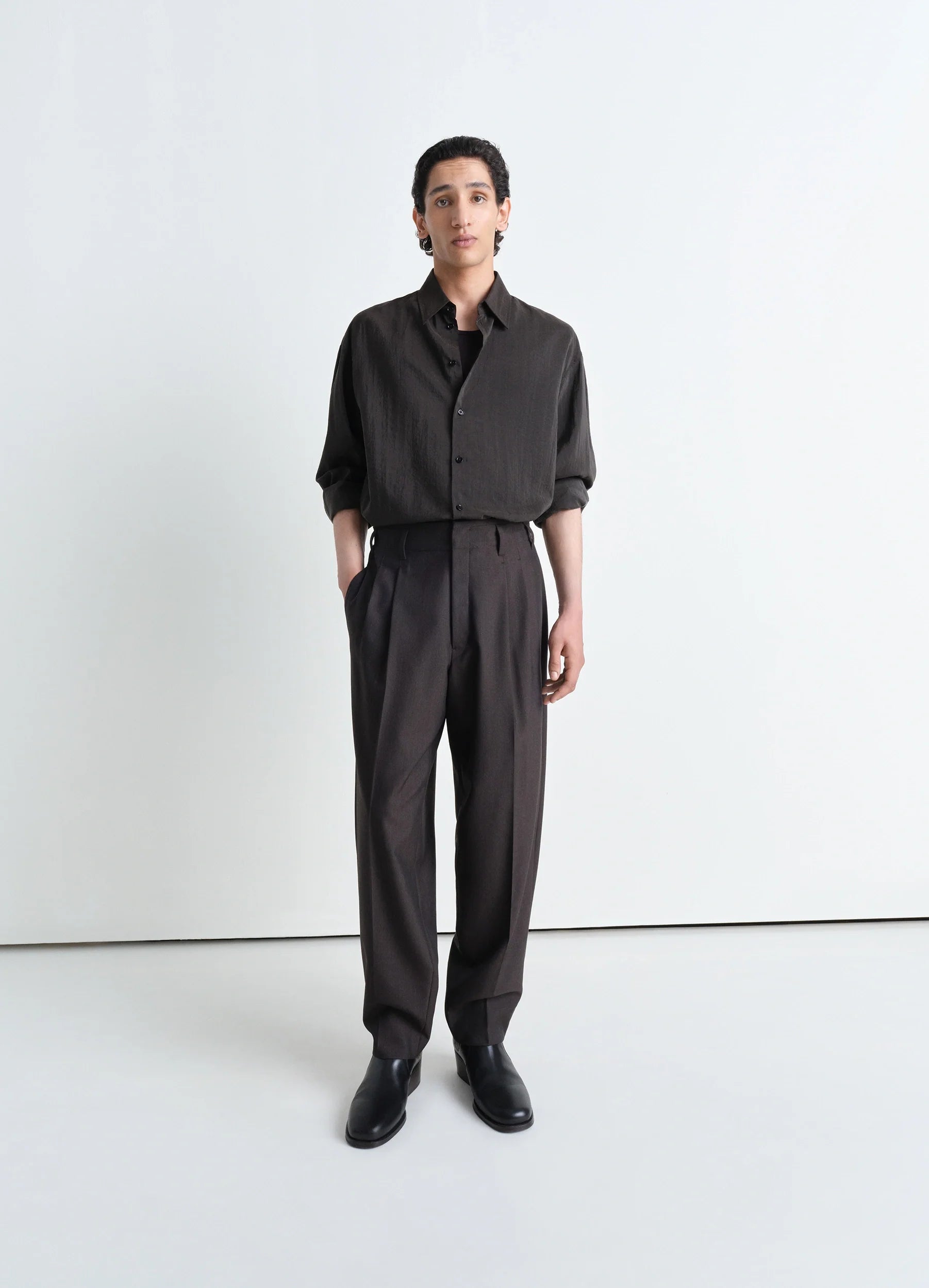 High-Waisted Chino Pants-PLEATED PANTS