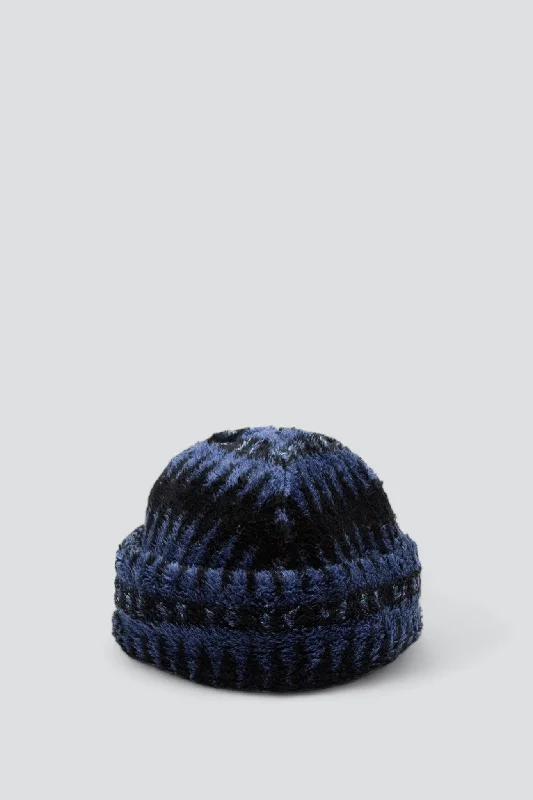 Packable Hat-Blue Jacquard Fleece Cap