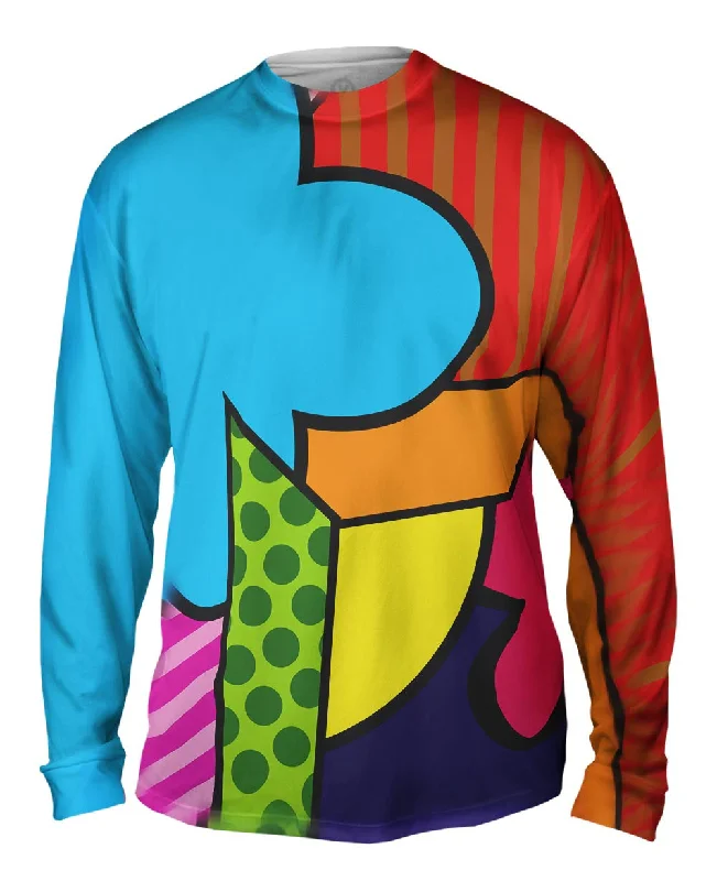 Stylish Long Sleeve-Geometric Shapes on Blue