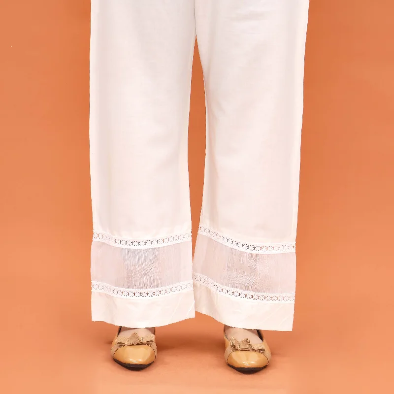 Urban Pants-White Straight Fit Embroidered Trouser PL5009