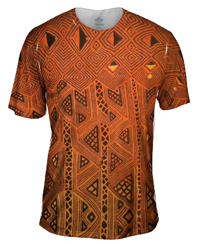 Multicolor T-Shirt-African Tribal Kuba Cloth Triangles