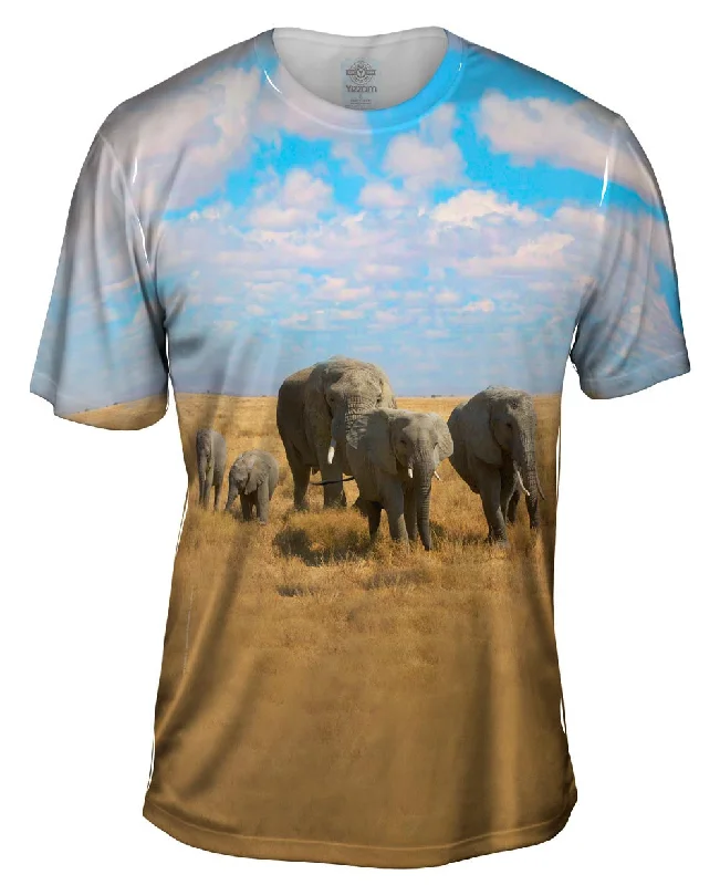 Printed Logo T-Shirt-African Elephant Family