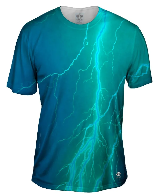 Pockets T-Shirt-Lightning Storm Blue Turqouise