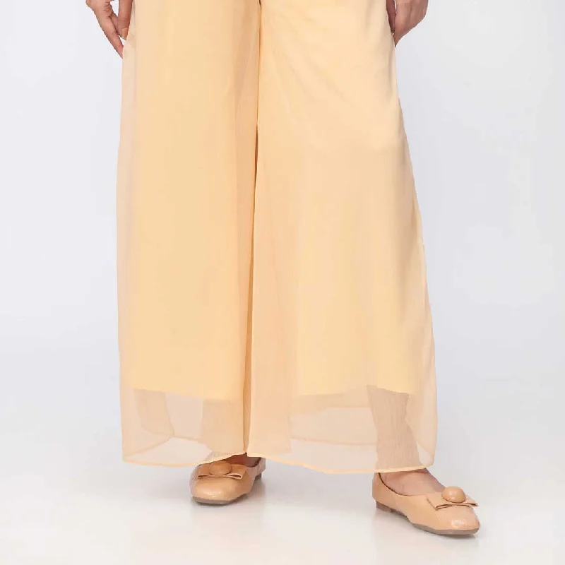 Comfortable Joggers-Beige Dyed Chiffon Palazzo PW3620