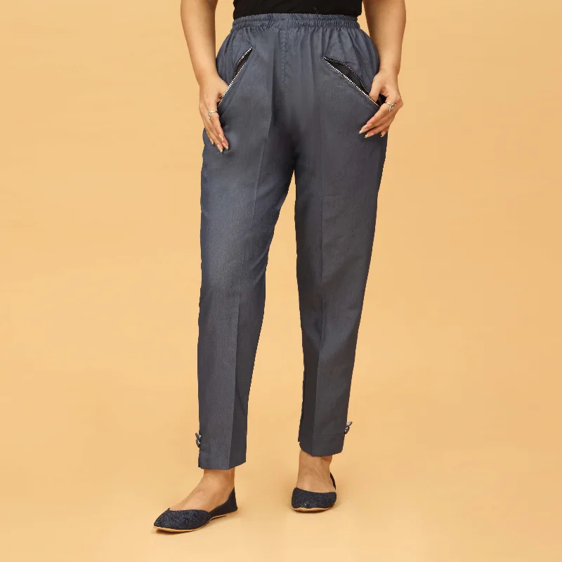 Relaxed Jogger Pants-Navy Slim Fit Denim Trouser PS4576