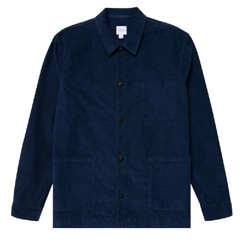 Warm Casual Jacket-Sunspel Twin Pocket Jacket Ink Blue