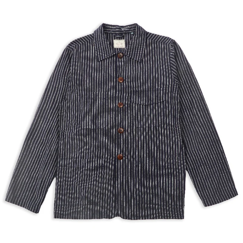 Sports Blazer Jacket-Linen & Cotton Jericho Jacket - Navy Stripe