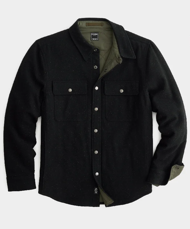 Pocket T-Shirt-Speckled Wool Basecamp Shirt in Black