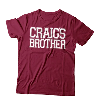 Plain White T-Shirt-CRAIG'S BROTHER - "Homecoming Logo" (Cardinal Red) (T-Shirt)