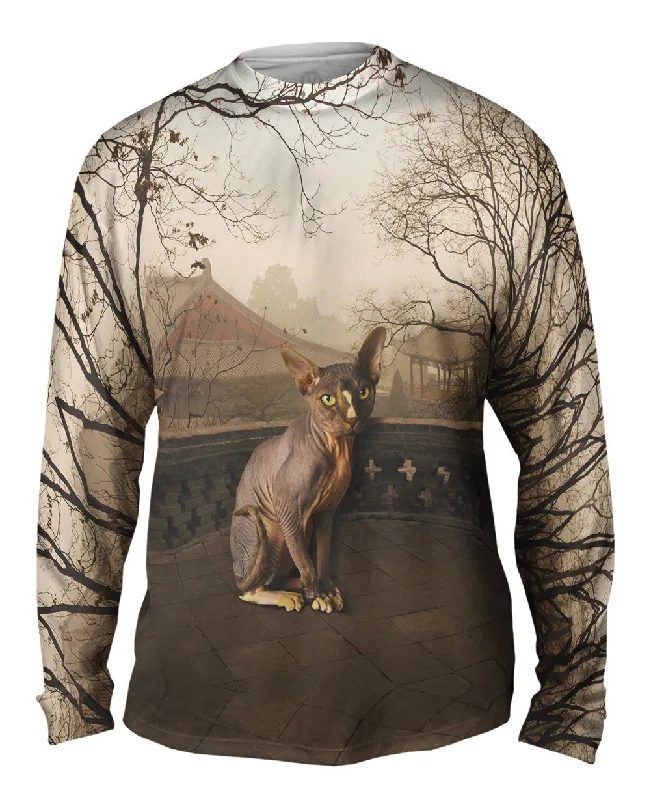 Classic V-Neck Long Sleeve-Sphynx Cat Sunset