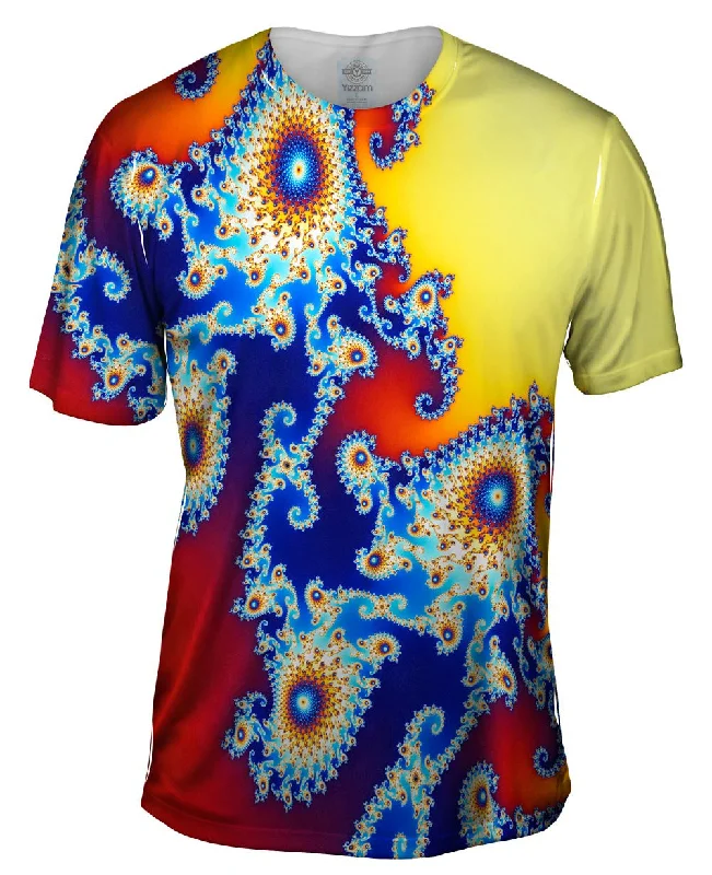 High Quality T-Shirt-Mandel Fractal Center Blue