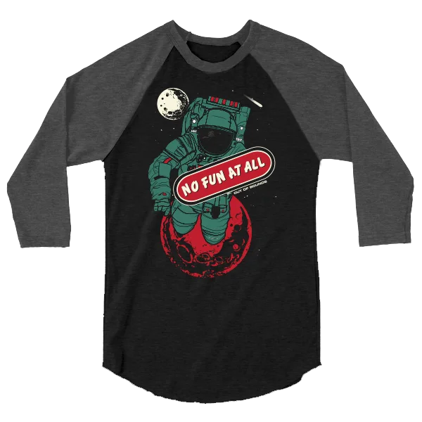 Plain T-Shirt-NO FUN AT ALL - "Out Of Bounds" (Black/Heather Grey) (Raglan T-Shirt)