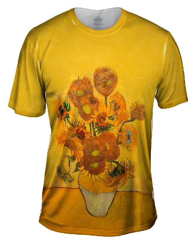 Plain T-Shirt-Vincent Van Gogh - "Sunflowers(London version)" (1889)