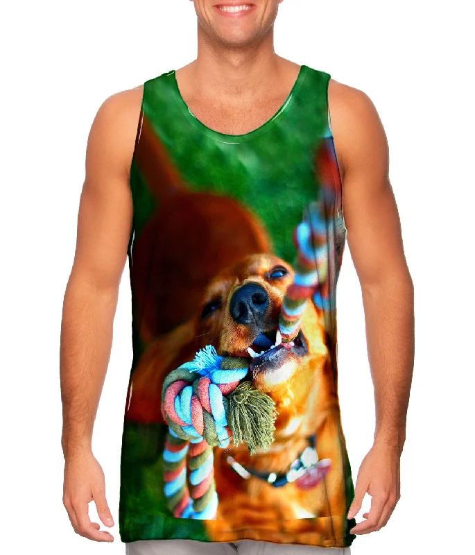 Relaxed Sleeveless Tank-Golden Lab Tug O War