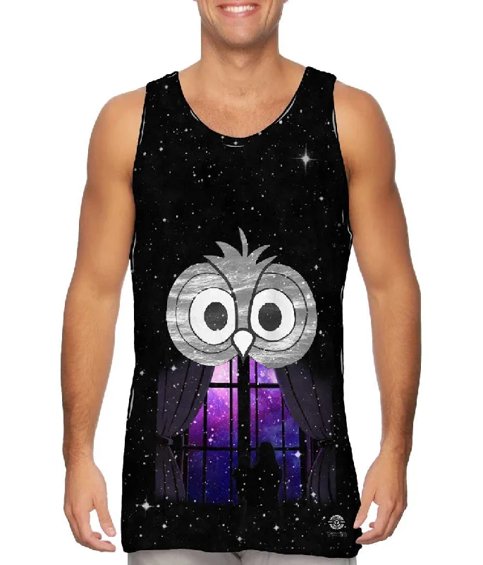 Graphic Tank Top-Galaxy Owl