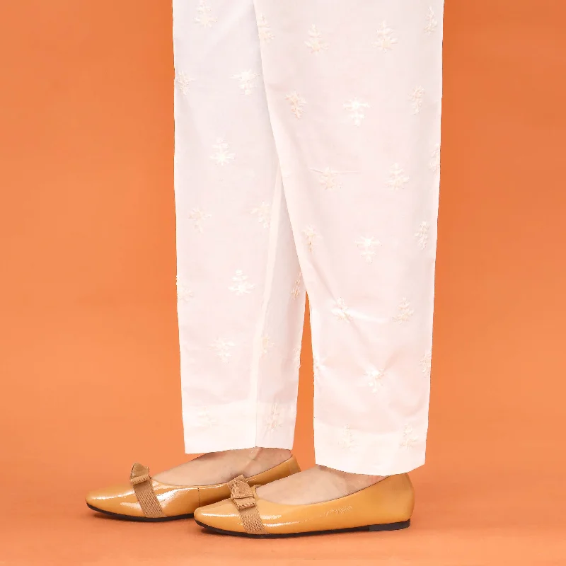 Light-Weight Jogger Pants-White Slim Fit Plain Trouser PL5007