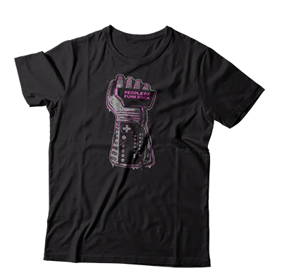 Full Sleeve T-Shirt-POPR Records - "Powerglove Logo" (Black/Pink) (T-Shirt)