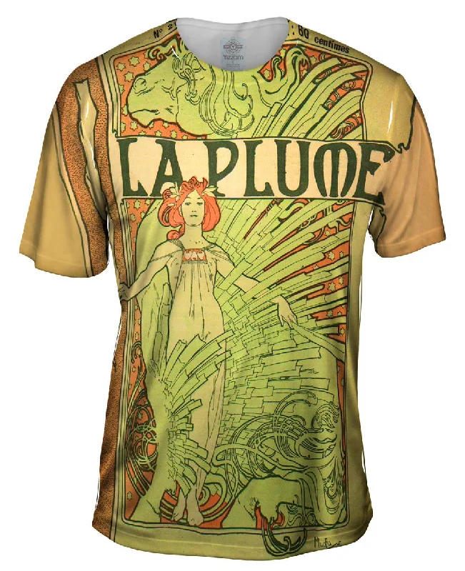 Streetwear T-Shirt-Alphonse Mucha - "La Plume" (1898)