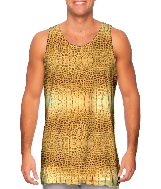 Basic Sleeveless Shirt-Golden Snake Skin Pattern