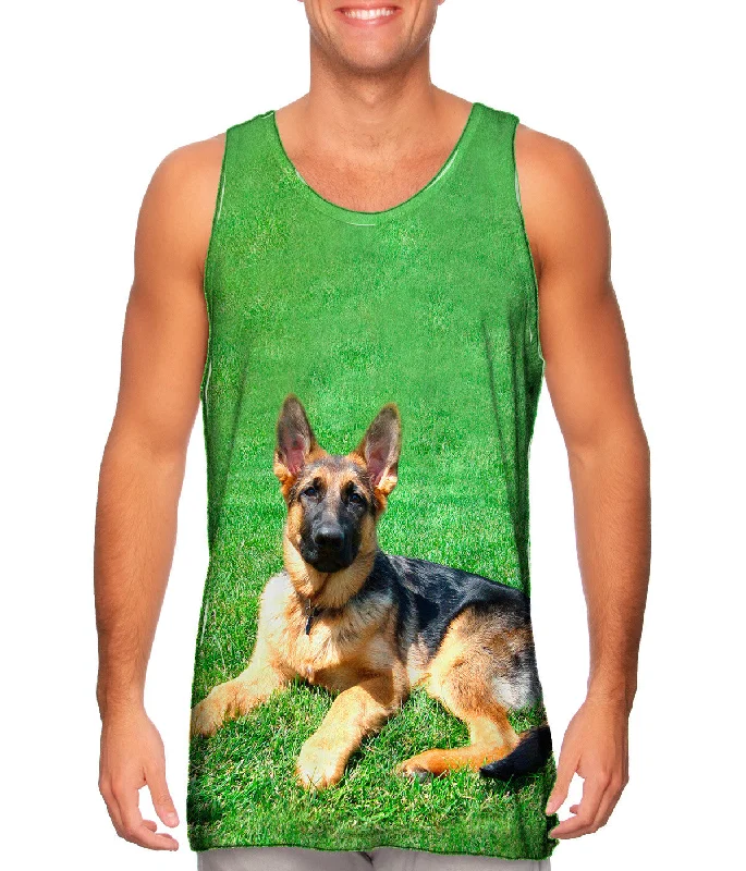 Running Sleeveless Top-German Shepherd On Grass