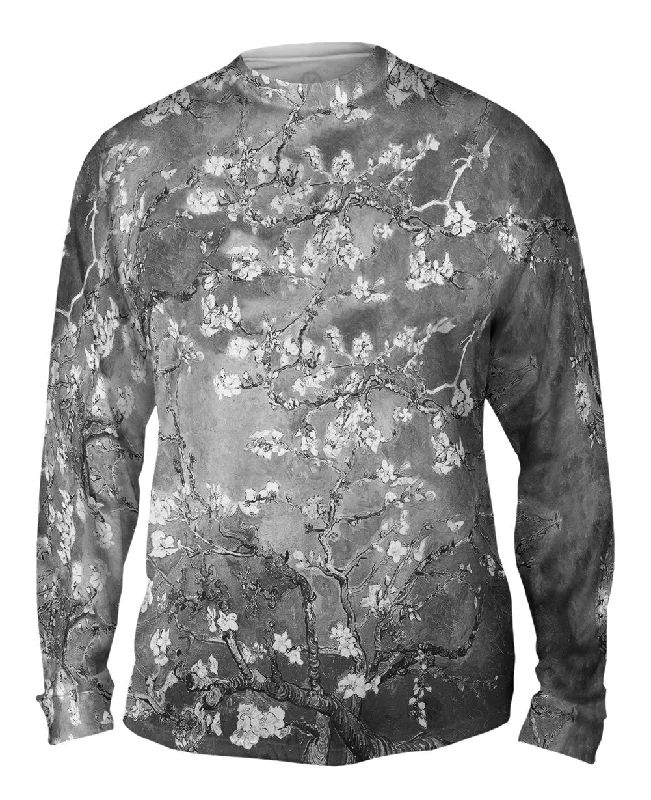 Athletic Long Sleeve-Pop Art - "Van Gogh Blossoming Black White" (1890)