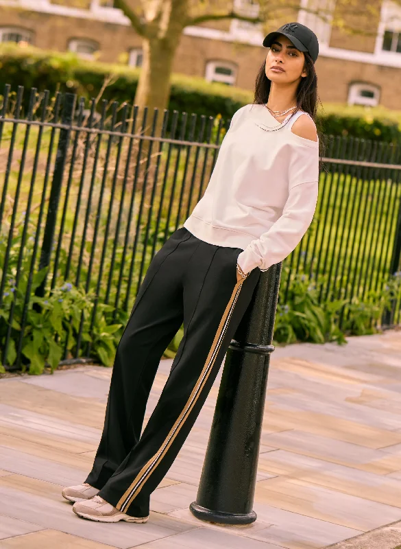 Tailored Jogger Pants-Marjorie Side Stripe Ponte Trousers