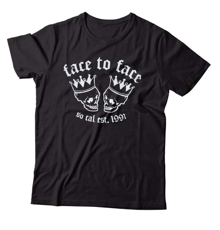 Printed Graphic T-Shirt-FACE TO FACE - "Skull Crown" (Black) (T-Shirt)